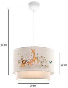 GloboStar GIRAFFE 204-0007 Παιδικό Κρεμαστό Φωτιστικό Φιγούρα Μονόφωτο 1 x E27 IP20 Λευκό Ύφασμα - Μ30 x Π30 x Υ70cm