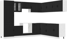 VidaXL 14 Piece Kitchen Cabinet Set "Lucca" Μαύρο κατασκευασμένο ξύλο
