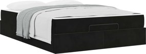 vidaXL Σκελετός κρεβατιού με στρώμα 2 pcs Μαύρο Βελούδο
