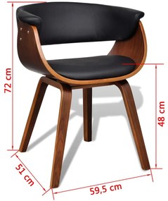 Καρέκλα Τραπεζαρίας από Λυγισμένο Ξύλο και Συνθετικό Δέρμα - Μαύρο
