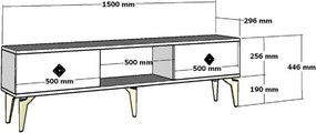 Stewehome Έπιπλο τηλεόρασης λευκό ασημί 44x29x150 cm