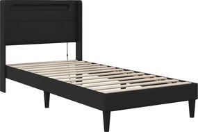 vidaXL Σκελετός κρεβατιού με στρώμα Μαύρο 80 x 200 cm Τεχνητό Δέρμα