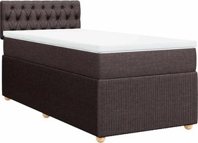vidaXL Κρεβάτι Boxspring με Στρώμα Σκούρο Καφέ 90x200 εκ. Υφασμάτινο