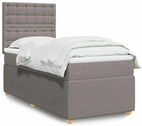 vidaXL Κρεβάτι Boxspring με Στρώμα Taupe 90x200 εκ. Υφασμάτινο