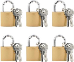 vidaXL Κλειδαριά U με Κλειδιά 6 pcs Ορείχαλκος Σίδερο