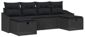 vidaXL Σετ Καναπέ Κήπου 6 pcs Μαύρο 55 x 62 x 69 εκ Πολυ ράταν