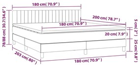 vidaXL Κρεβάτι Boxspring με Στρώμα Σκούρο Γκρι 180x200 εκ Υφασμάτιν
