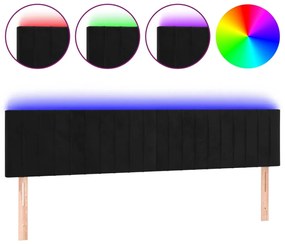 vidaXL Κεφαλάρι Κρεβατιού LED Μαύρο 180x5x78/88 εκ. Βελούδινο