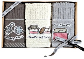 Πετσέτες Κουζίνας Regalo 231 (Σετ 3τμχ) Grey-Ecru Kentia 40x70cm 100% Cotton