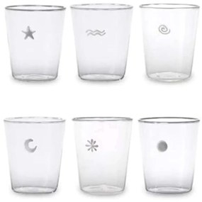 Ποτήρι Symbols (Σετ 6Τμχ) SY00199 400ml Clear-Silver Zafferano Glass