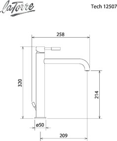 La Torre New Tech Antique Brass 12507  – Μπαταρία επιτραπέζιου νιπτήρα