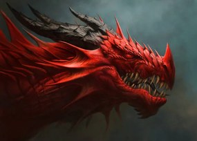 Εικονογράφηση Red dragon head digital painting., Refluo