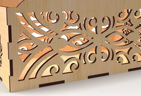 Σετ των 2 Intra απο ξύλο plywood Χρώμα wenge 3mm-4mm πάχος - Διακοσμητικό κουτί δώρου Δίσκος κοπής με λέιζερ Δίασταση 15x15 cm INTRAFABR-92332086