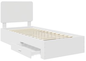 vidaXL Σκελετός Κρεβατιού Λευκό 90 x 190 cm Επεξεργασμένο ξύλο