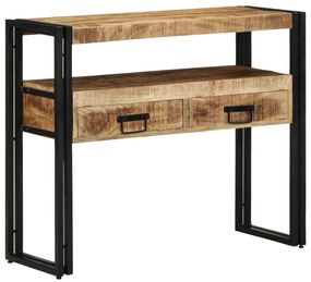 vidaXL Τραπέζια Τέλους Μαύρο 90x33x75 εκ Μασίφ Ξύλο Μάνγκο και Μέταλλο