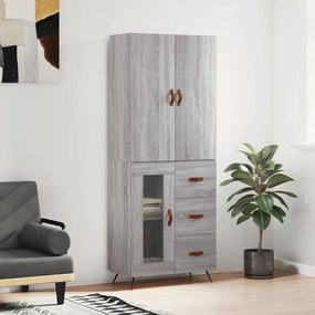 vidaXL Ντουλάπι Γκρι Sonoma 69,5 x 34 x 180 εκ. Επεξεργασμένο Ξύλο