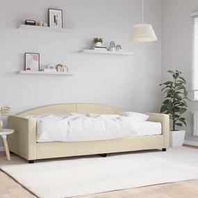 Καναπές Κρεβάτι με Στρώμα Κρεμ 100 x 200 εκ. Υφασμάτινο - Κρεμ