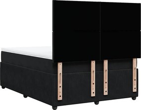 vidaXL Κρεβάτι Boxspring με Στρώμα Μαύρο 140x190 εκ. Βελούδινο