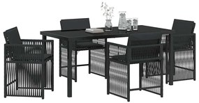 vidaXL Σέτ φαγητού για κήπο 5 pcs Μαύρο συνθετικό ρατάν