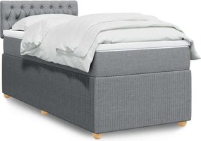 vidaXL Κρεβάτι Boxspring με Στρώμα Ανοιχτό Γκρι 90x190 εκ. Υφασμάτινο