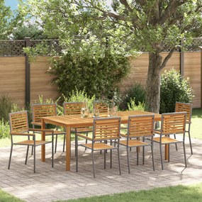 vidaXL Σετ Τραπεζαρίας Κήπου 9 pcs Γκρι 200 x 100 x 74 cm