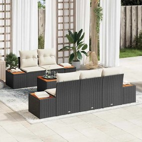 vidaXL Σετ Καναπέ Κήπου με μαξιλάρι 6 pcs Μαύρο Πολυ ράταν