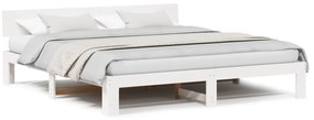 vidaXL Σκελετός Κρεβατιού με Κεφαλάρι Λευκό 180x200 εκ Μασίφ Ξύλο Πεύκου