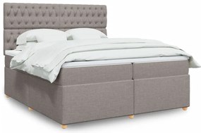 vidaXL Κρεβάτι Boxspring με Στρώμα Taupe 200x200 εκ. Υφασμάτινο