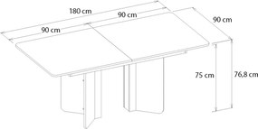 Τραπέζι Lava Megapap χρώμα rota oak - ανθρακί 180x90x76,8εκ.