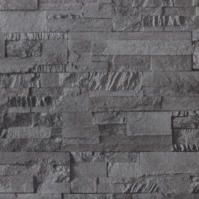 vidaXL Ταπετσαρία 3D με Σχέδιο Πέτρας Μαύρη 10x0,53μ Non-woven