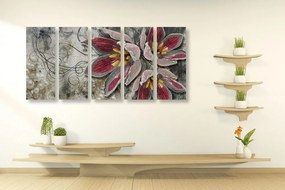 5 μέρη εικόνα λουλούδια με πέρλες - 100x50