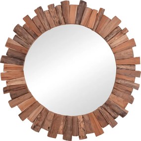 Καθρέπτης Rounder pakoworld teak ξύλο σε φυσική απόχρωση Φ100x5εκ