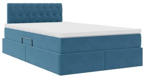 vidaXL Κρεβάτι Αποθήκης με στρώμα Σκούρο Μπλε 120 x 200 cm Βελούδο