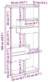 Ντουλάπι Τοίχου Αρτισιανή Δρυς 50x15x100 εκ. Επεξεργασμένο Ξύλο - Καφέ
