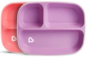 Πιάτα Βρεφικά Splash Με Διαχωριστικά (Σετ 2τμχ) Pink-Purple Munchkin 2 τμχ Αλουμίνιο,Πέτρα