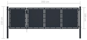 vidaXL Πόρτα Κήπου Ατσάλινη 350x100 εκ. Ανθρακί