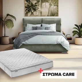 Σετ Διπλό Κρεβάτι Andros Λαδί 175x214x115 εκ. με Στρώμα Care 160x200 εκ. 175x214x115 εκ.