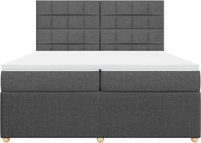 vidaXL Κρεβάτι Boxspring με Στρώμα Σκούρο Γκρι 200x200 εκ. Υφασμάτινο