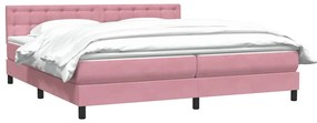 vidaXL Κρεβάτι Boxspring με Στρώμα Ροζ 200x210 εκ. Βελούδινο