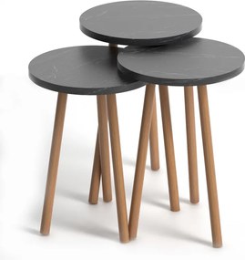 Τραπεζάκια βοηθητικά Roma Megapap χρώμα σκούρο εφέ μαρμάρου