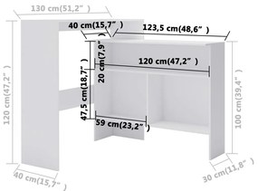 ΤΡΑΠΕΖΙ ΜΠΑΡ ΜΕ 2 ΕΠΙΦΑΝΕΙΕΣ ΛΕΥΚΟ 130 X 40 X 120 ΕΚ. 280217