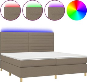 vidaXL Κρεβάτι Boxspring με Στρώμα &amp; LED Taupe 200x200 εκ. Υφασμάτινο