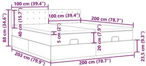 Οθωμανικό κρεβάτι με στρώματα Μαύρο 200x200cm Velvet - Μαύρο