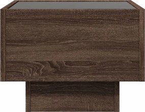 vidaXL Κομοδίνο Άπειρο Φως LED Καφέ Δρυς 40x40x30 εκ.