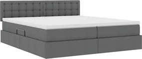 vidaXL Κρεβάτι Αποθήκης Σκούρο Γκρι 200 x 200 cm Τεχνητό Δέρμα