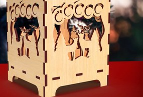 Σετ των 2 Intra απο ξύλο plywood 3mm-4mm πάχος κοπής με λέιζερ Χριστουγεννιάτικο κερί 4 Δίασταση 15x15 cm INTRAFABR-82756772