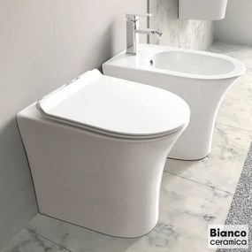 BIANCO CERAMICA AIDA AD13000SC-300 Rimless Λεκάνη πισω/κατωστόμια με κάλυμμα βακελίτη SLIM Soft close White 52εκ