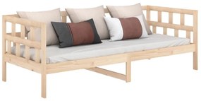 Καναπές Κρεβάτι 90 x 190 εκ. από Μασίφ Ξύλο Πεύκου - Καφέ