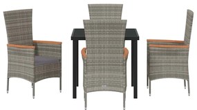 vidaXL Σέτ φαγητού για κήπο 5 pcs Γκρι Χάλυβας με επίστρωση πούδρας