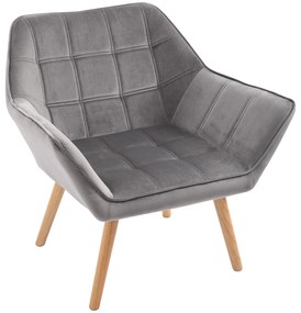 HOMCOM Πολυθρόνα Σκανδιναβικού Σχεδιασμού, Πολυθρόνα Ανάγνωσης, Πολυθρόνα Έμφασης, Καπιτονέ, 67cm x 61,5cm x 71cm. Γκρι